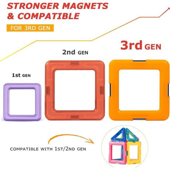 Upgraded Magnetic‎ Blocks Tough Tiles STEM Toys for 3+ Year Old Boys and Girls - Picture 2 of 6